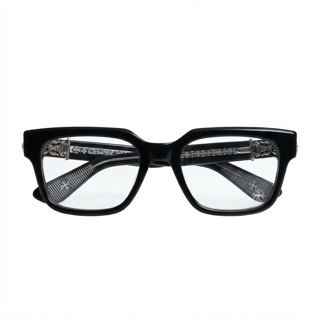 Chrome Hearts Vagillionaire II Square-Frame Black & Silver Glasses