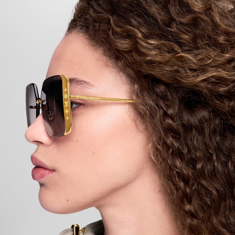 Louis Vuitton Women Square Frame Satin Gold Sunglasses