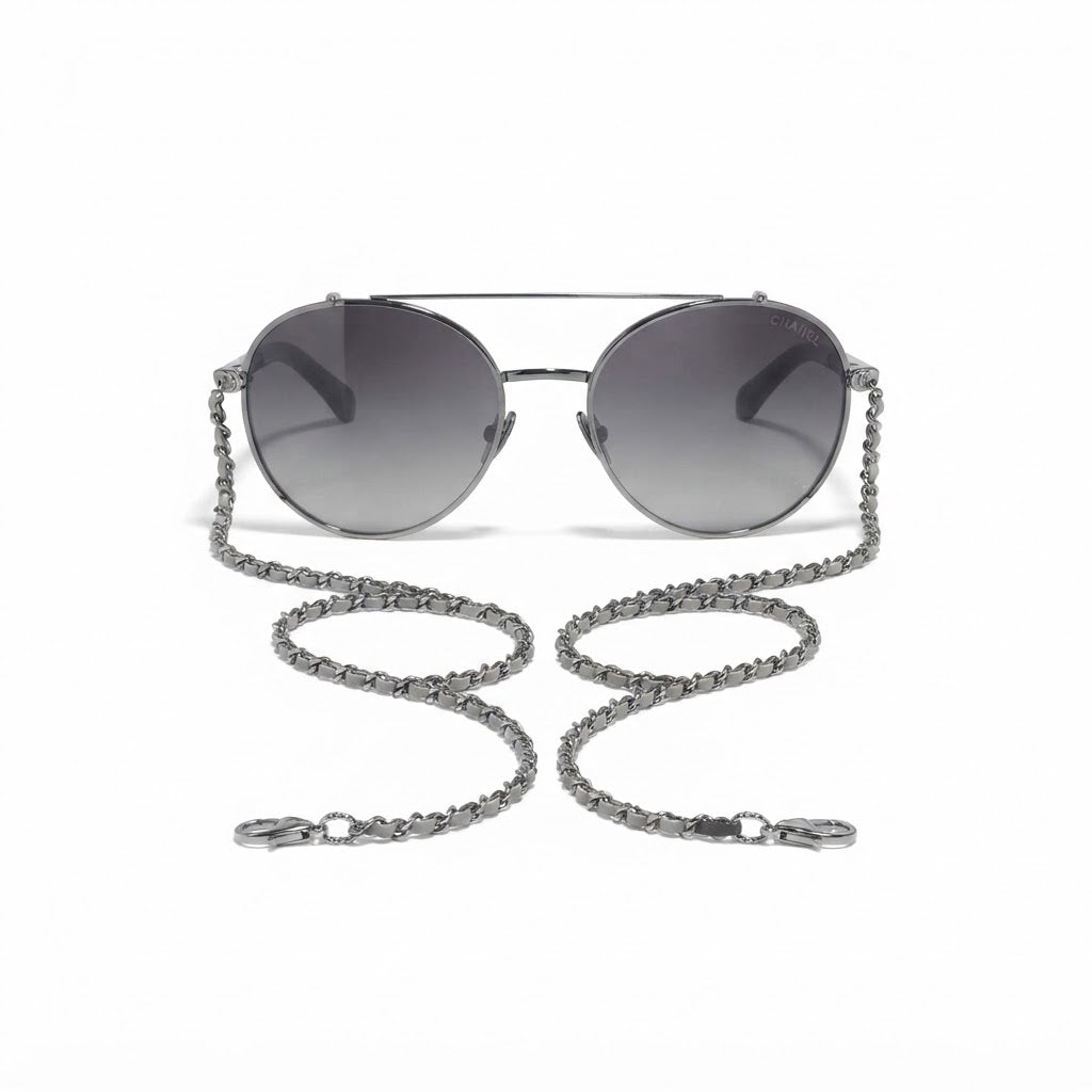 Chanel Pilot Calfskin Grey Gradient Sunglasses