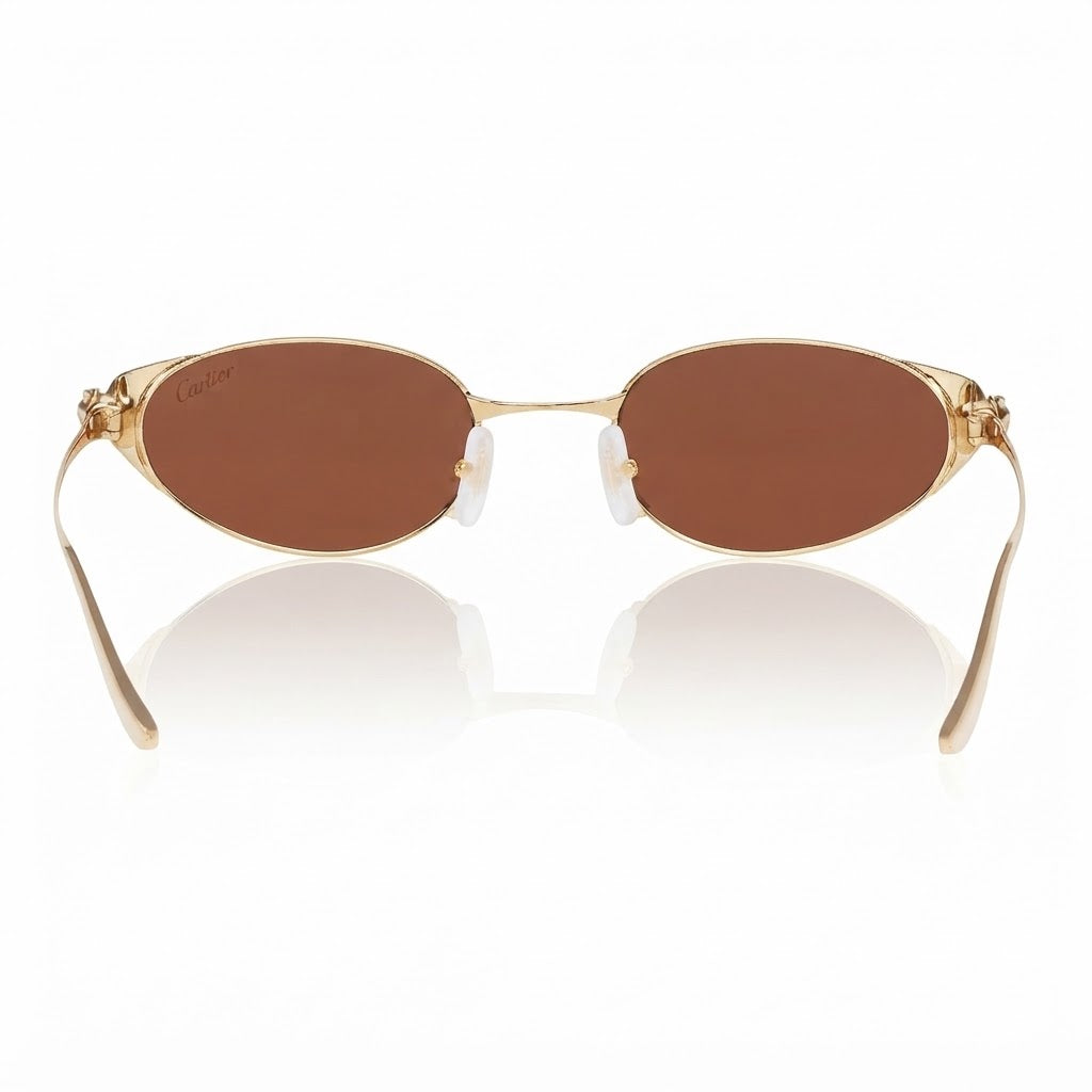 Cartier Panthère de C Women Oval Brown Mirror Sunglasses