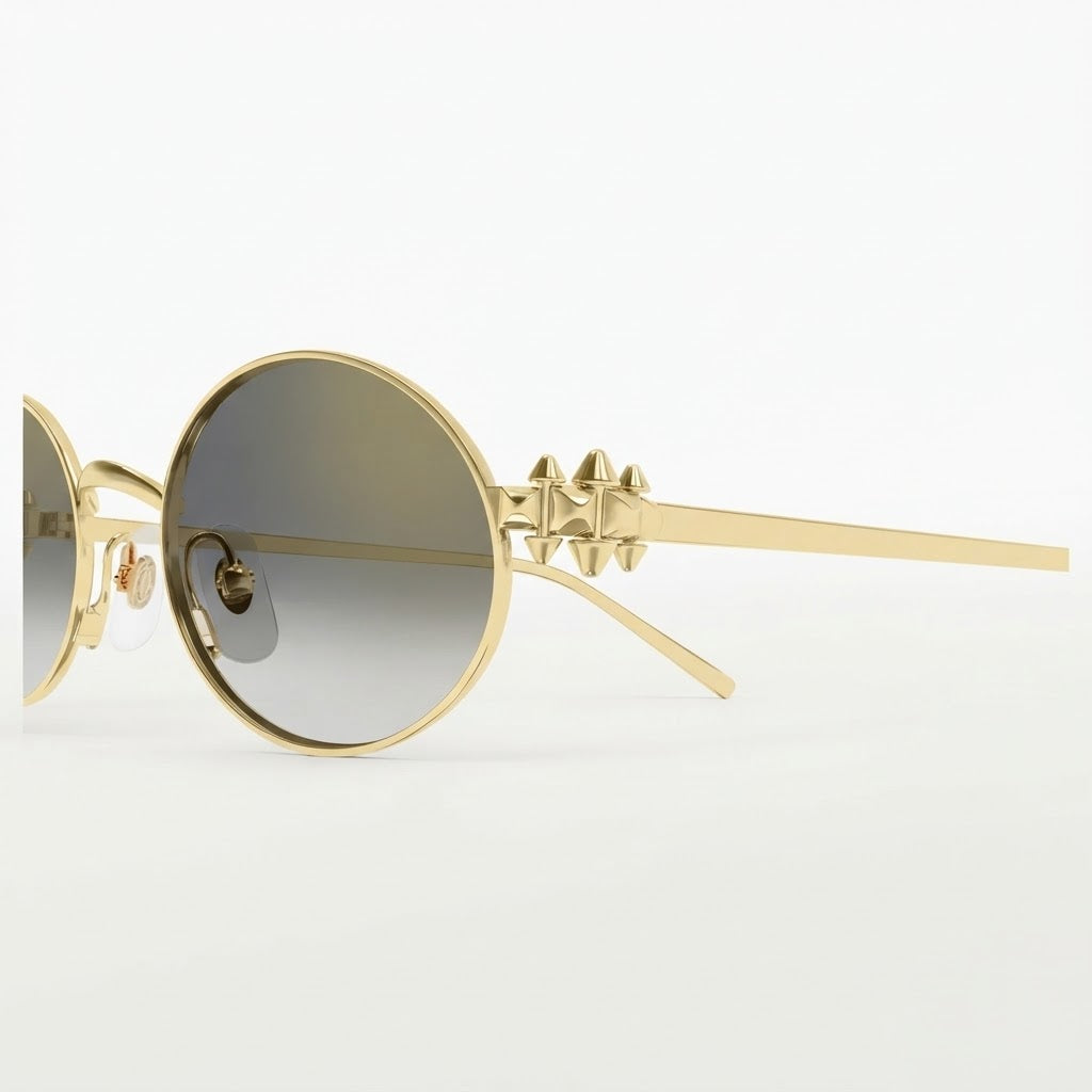 Cartier Clash de Women Oval Gold Finish Studded Gold Grey Gradient Sunglasses