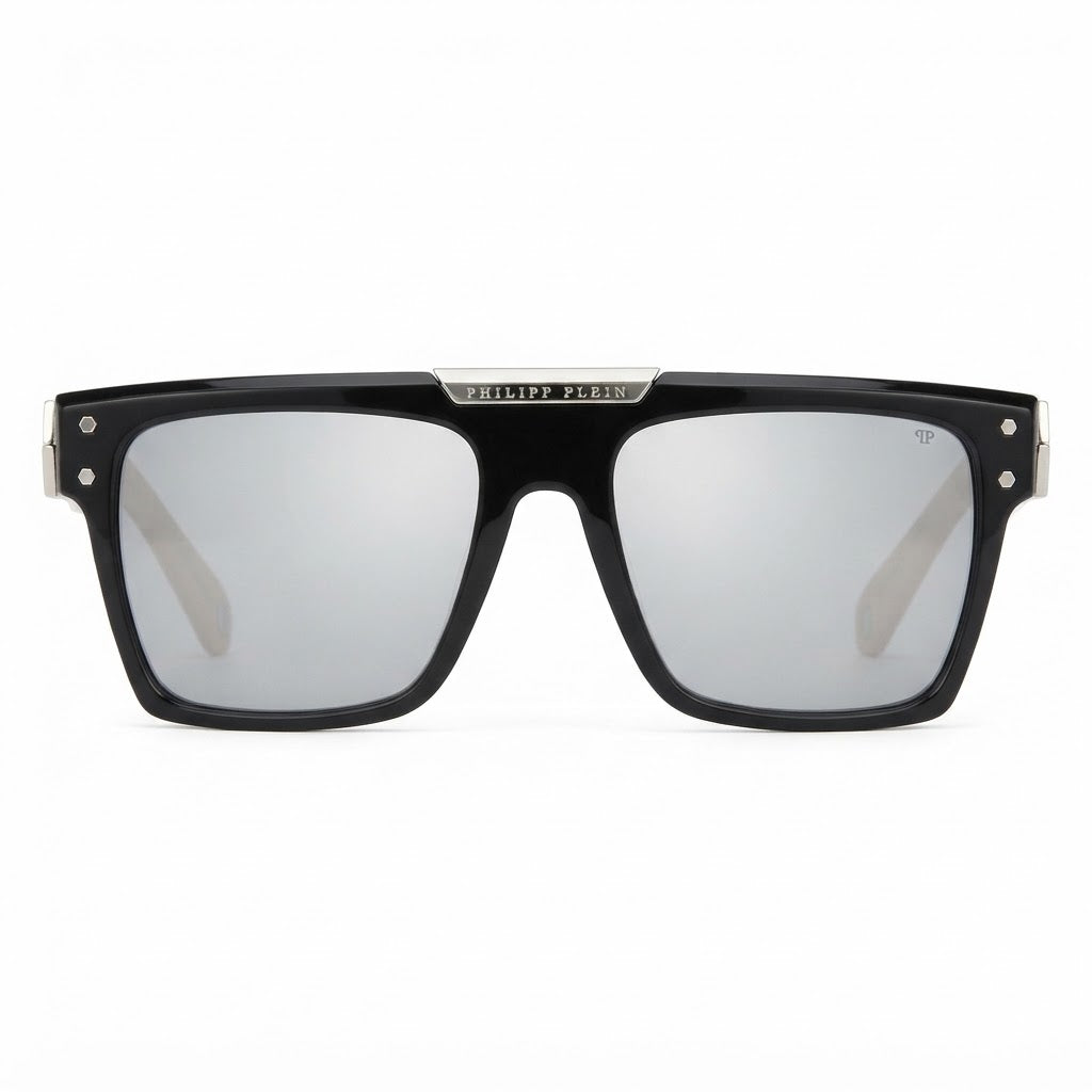 Philipp Plein Unisex SPP080 Geometric Black / Palladium Sunglasses