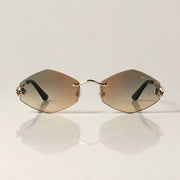 Cartier Panthère de Unisex Rimless Hexagonal Brown Gradient Sunglasses