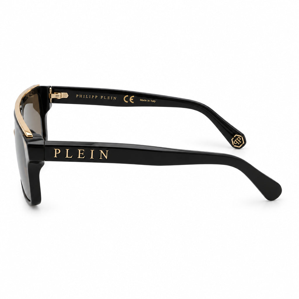 Philipp Plein Men Shelter SPP006M 700G Black / Gold Mirror Sunglasses