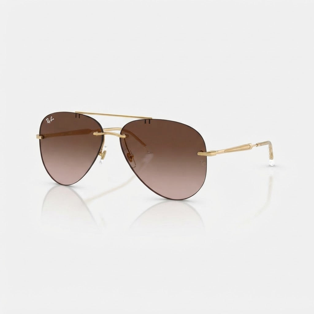 Ray-Ban Unisex Rimless Pilot Light Brown Gradient Sunglasses