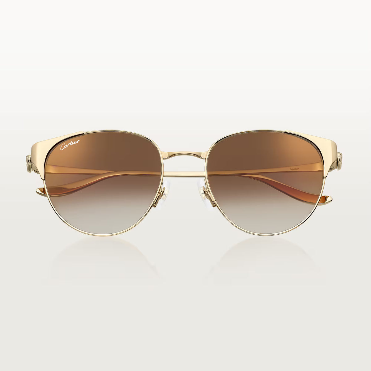 Cartier Panthère de Women Round Golden Brown Finish Sunglasses