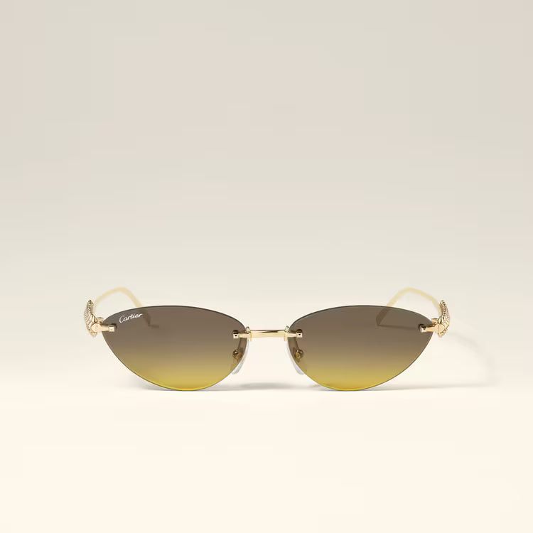 Cartier Clash de C Women Rimless Studded Temple Yellow Gradient Sunglasses
