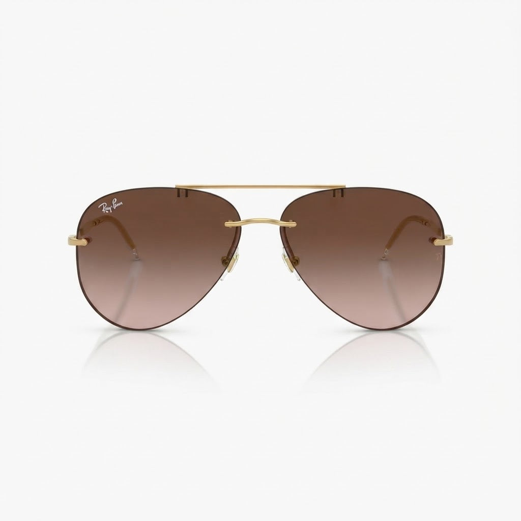 Ray-Ban Unisex Rimless Pilot Light Brown Gradient Sunglasses