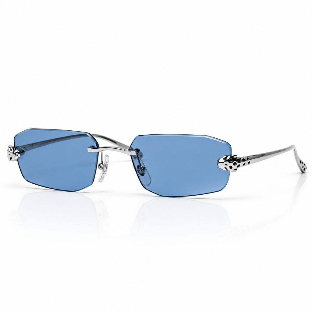 Cartier Panthère de C Unisex Rimless Rectangular Blue Sunglasses