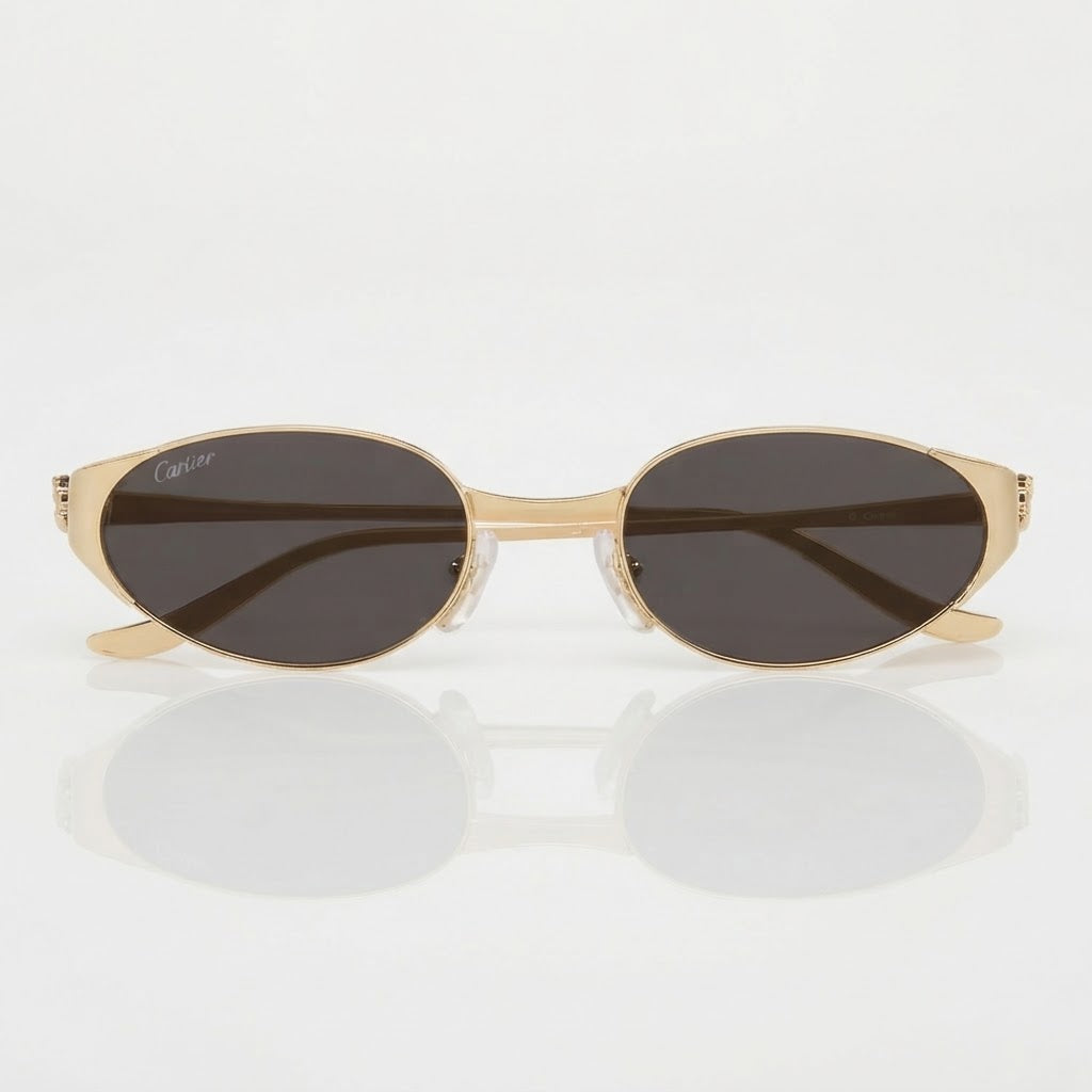 Cartier Panthère de C Women Oval Grey Mirror Sunglasses