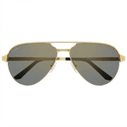Cartier Santos De Men Pilot Brushed Gold Polarized Gold Grey Gradient  Sunglasses