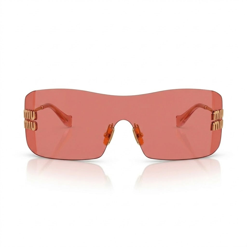 Miu Miu Aube Women Rimless Gold Metal Red Sunglasses