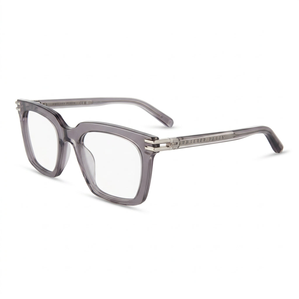 Philipp Plein Men VPP115M 04AR Transparent Dark Grey Eyeglasses