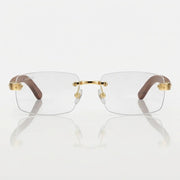 Cartier Men Rimless Gold Brown Frame Transparent Sunglasses