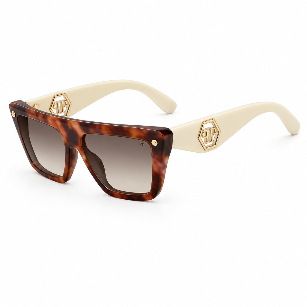 Philipp Plein SPP177 Unisex Shiny Powder Havana Sunglasses