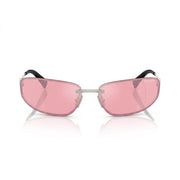 Miu Miu Women MU A50S Rimless Shield Silver / Soft Pink Sunglasses