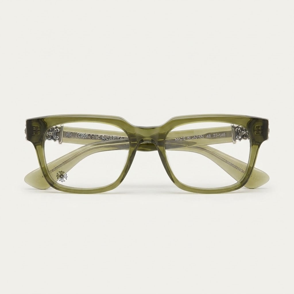 Chrome Hearts Vagillionaire II Square-Frame Army Green Sunglasses