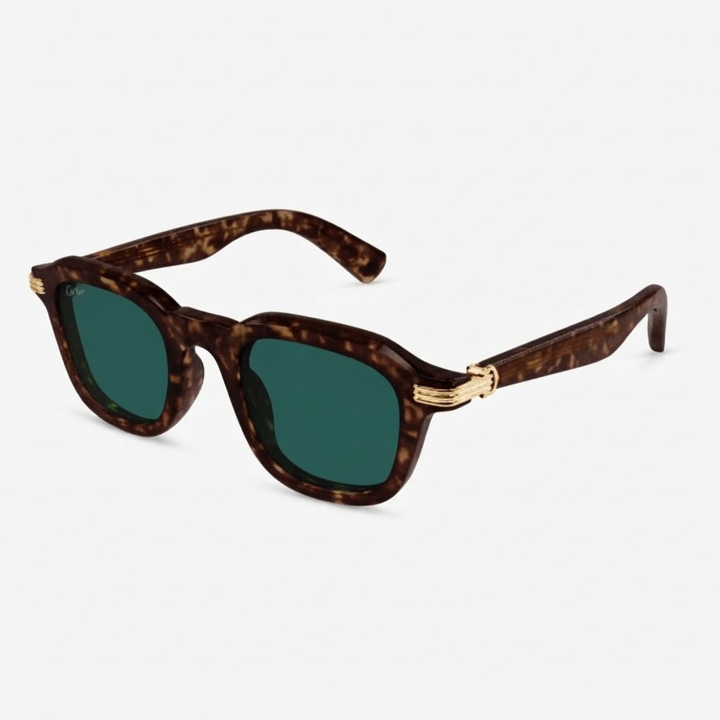 Cartier Première de C Men Square Tortoiseshell Green Sunglasses