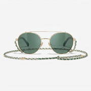 Chanel Women Pilot Calfskin Green Sunglasses 