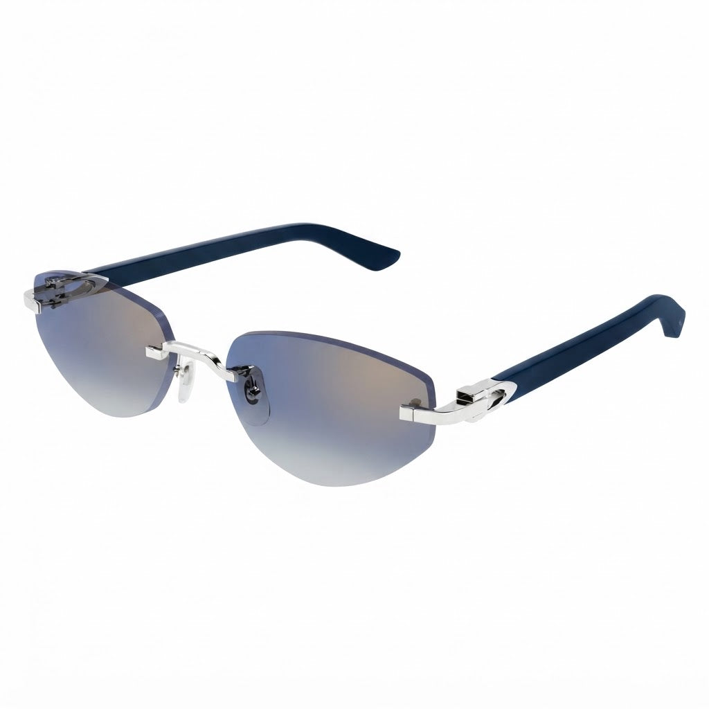 Cartier C Décor Geometric Frame Blue Sunglasses