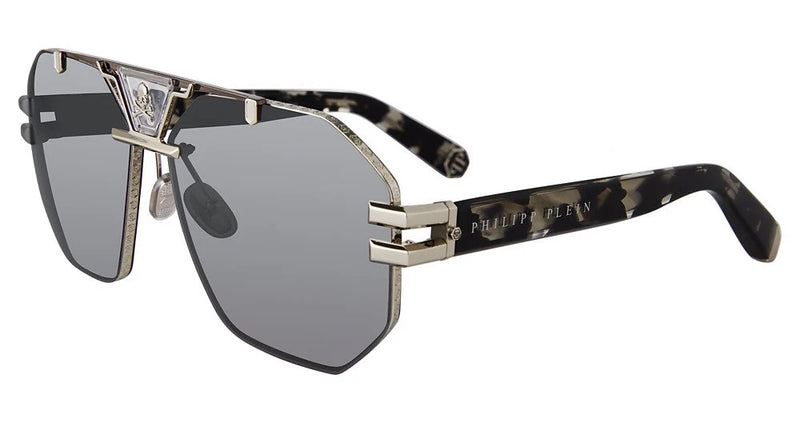 Philipp Plein Men Hexagonal Grey & Marble Sunglasses
