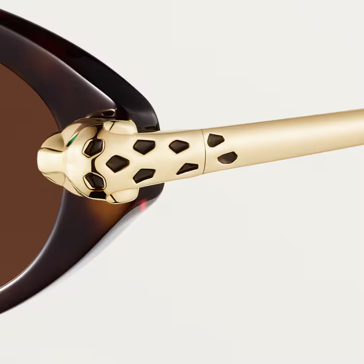 Cartier Panthère de Cat-Eye Women Tortoiseshell Brown Sunglasses