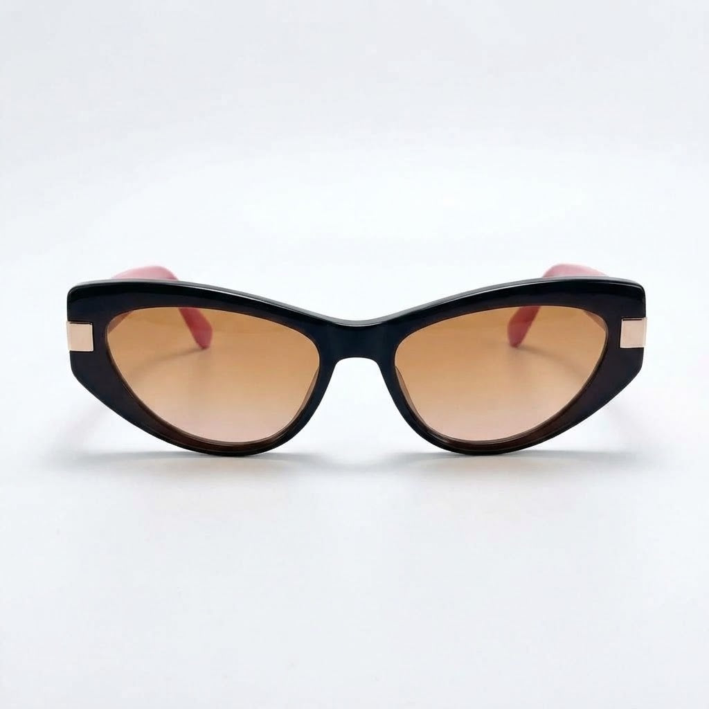  Chanel Women Angular Cat Eye Black & Pink Sunglasses 
