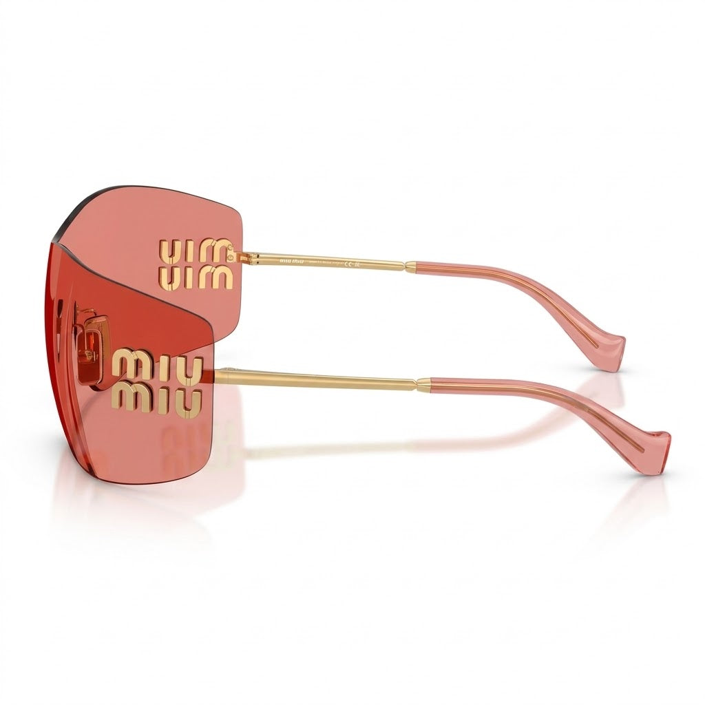 Miu Miu Aube Women Rimless Gold Metal Red Sunglasses