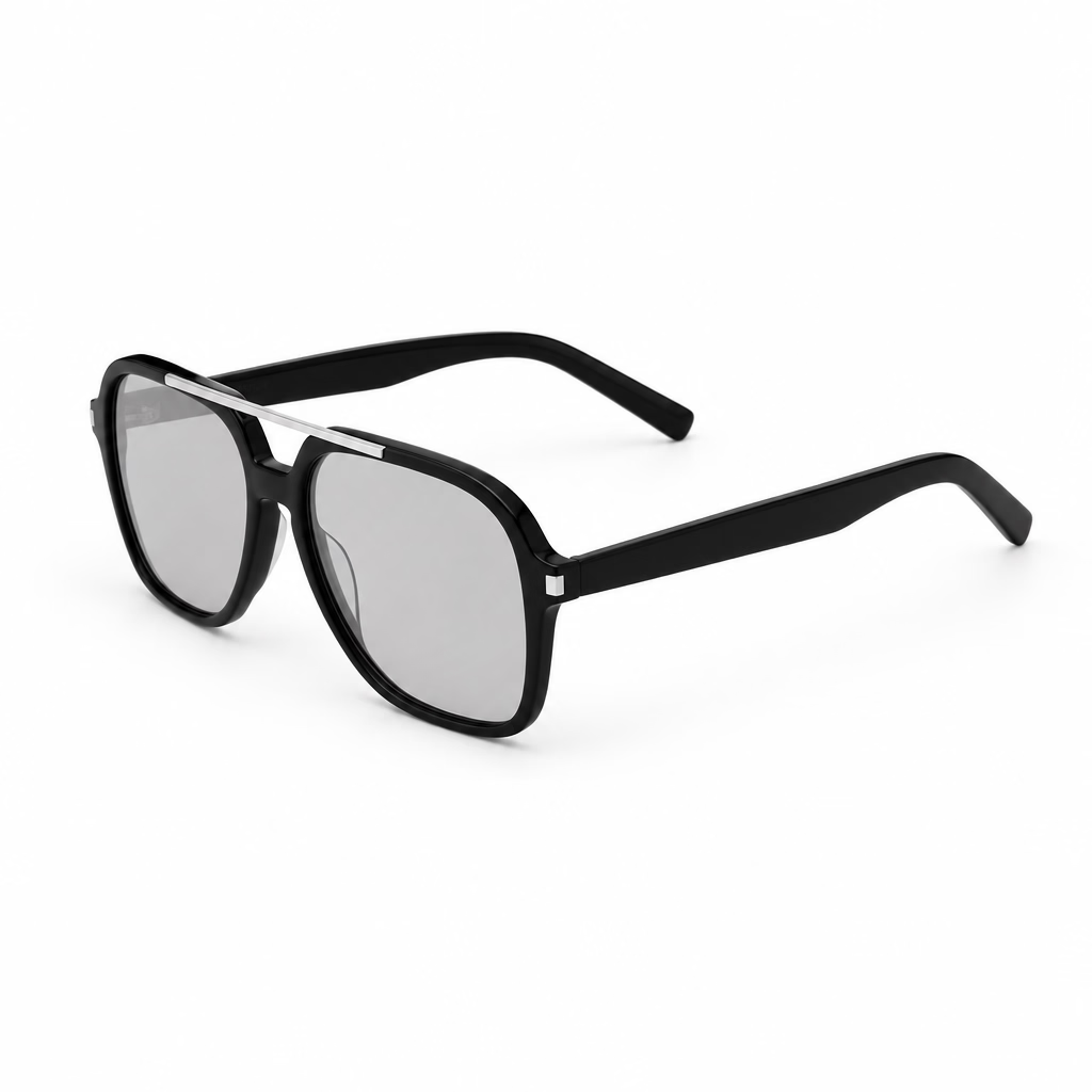 Saint Laurent Women SL 545 Geometric Aviator Black / Light Yellow Sunglasses