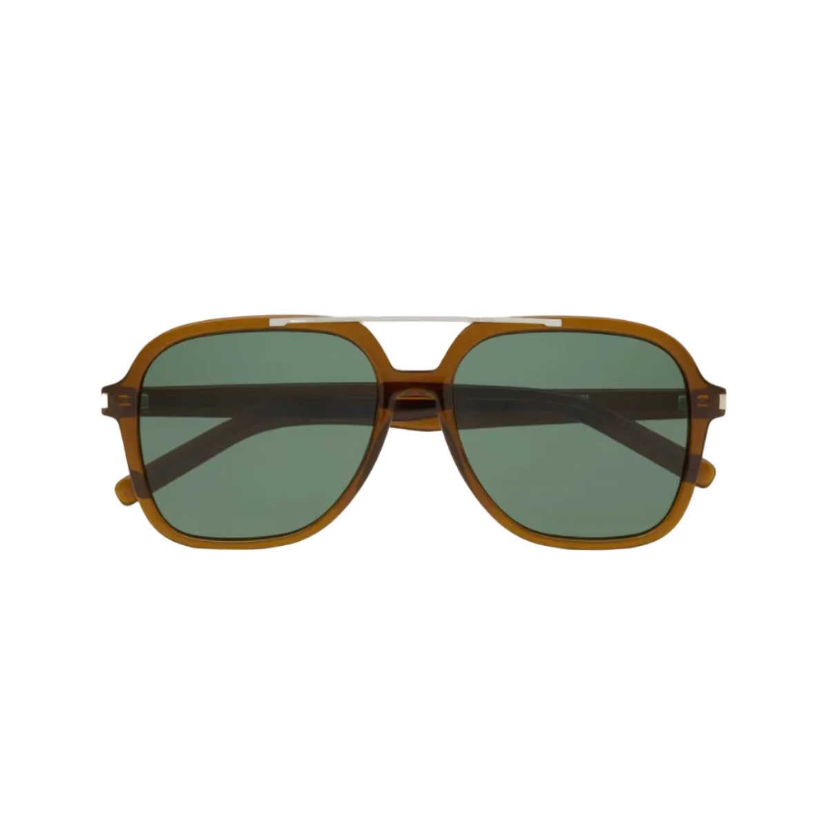Saint Laurent Women SL 545 Transparent Cognac Brown and Green Sunglasses