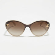 Chanel Women Beige Gold Chain Sunglasses