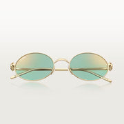 Cartier Clash de Women Oval Gold Finish Studded Temple Light Green Sunglasses  