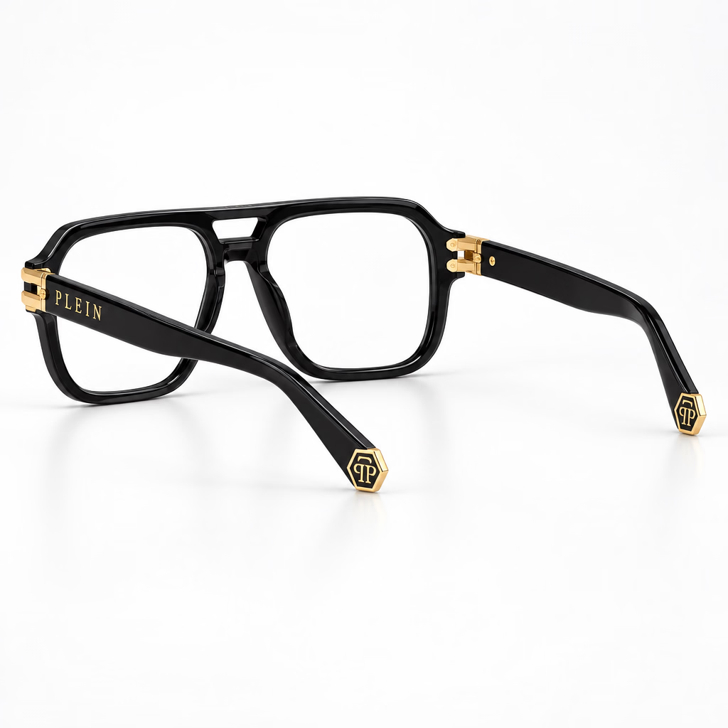 Philipp Plein VPP148M Unisex Black Navigator Optical Glasses