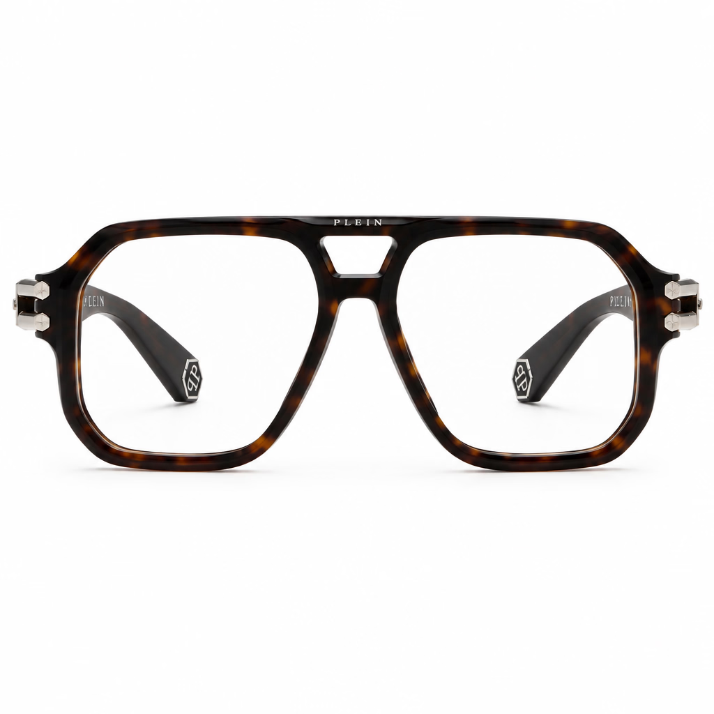 Philipp Plein VPP148M Unisex Dark Havana Navigator Optical Glasses