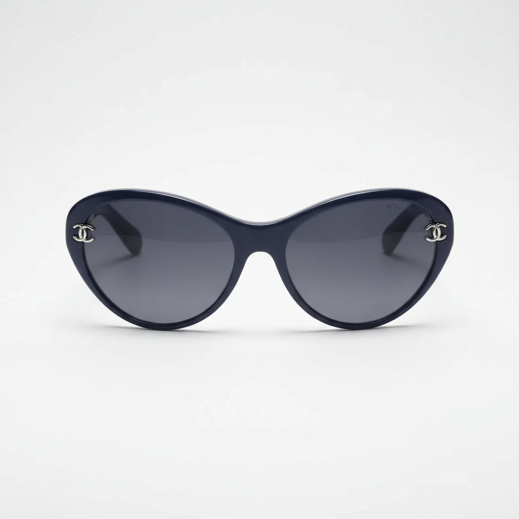 Chanel Women Blue Gold Chain Sunglasses