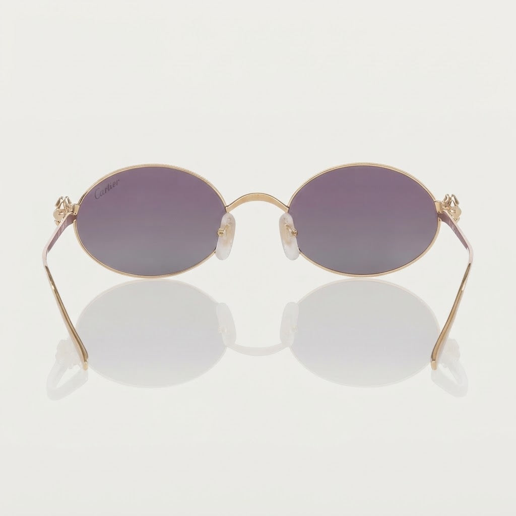 Cartier Clash de Women Oval Gold Finish Studded Temple Violet Sunglasses