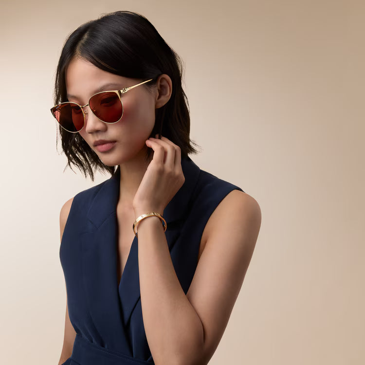 Cartier Panthère de Women Round Golden Pink Finish Sunglasses