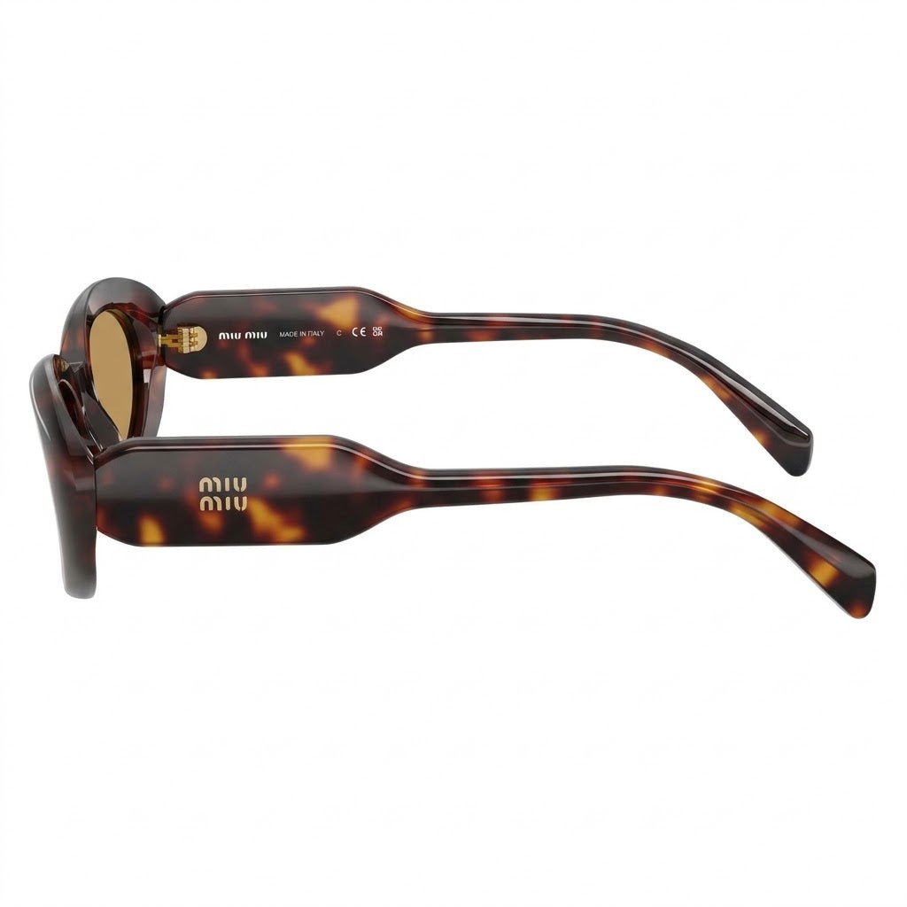 Miu Miu Women Oval Havana / Brown Sunglasses