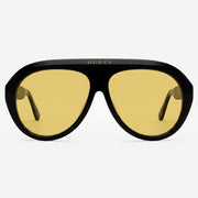 Gucci Unisex Aviator Acetate Black Yellow Sunglasses