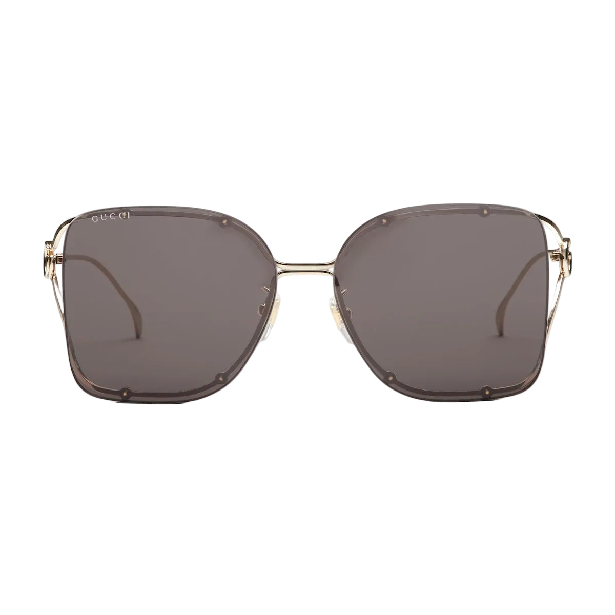 Gucci Women Square Frame Shiny Gold Sunglasses
