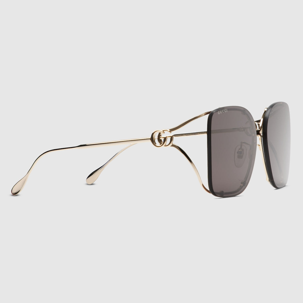 Gucci Women Square Frame Shiny Gold Sunglasses