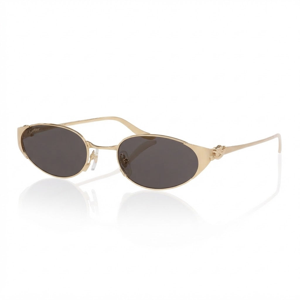 Cartier Panthère de C Women Oval Grey Mirror Sunglasses