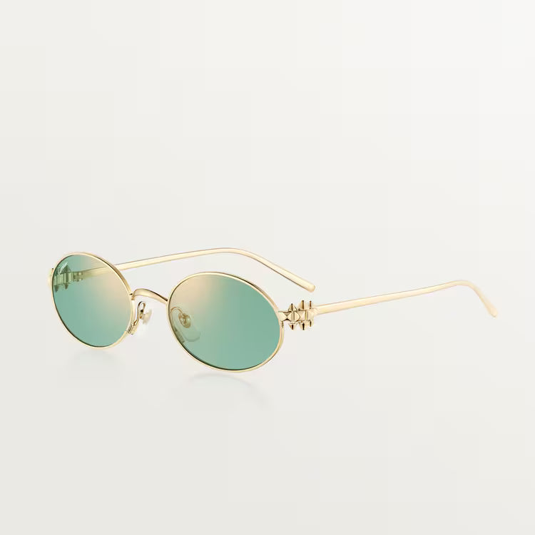 Cartier Clash de Women Oval Gold Finish Studded Temple Light Green Sunglasses