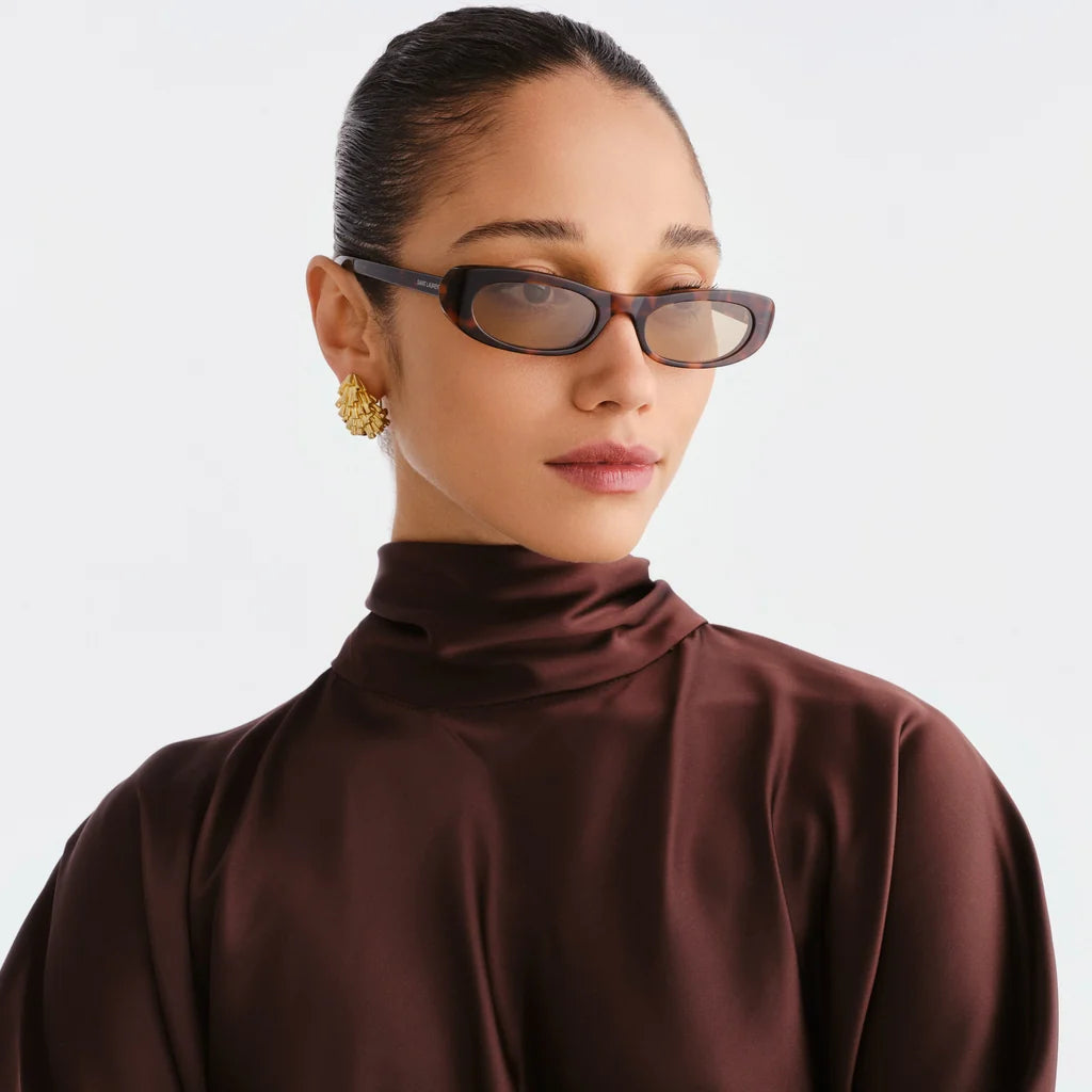 Saint Laurent Women SL 557 Shade Spotted Havana and Brown Sunglasses