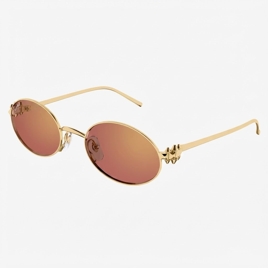 Cartier Clash de Women Oval Gold Finish Studded Temple Gold Orange Sunglasses