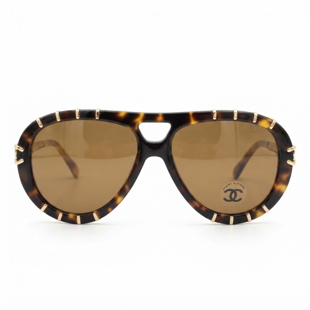 Chanel Women CH9207 Aviator Tortoise Frame Sunglasses