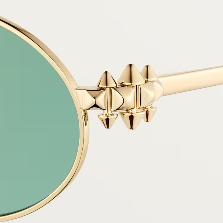 Cartier Clash de Women Oval Gold Finish Studded Temple Light Green Sunglasses