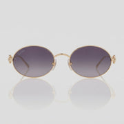Cartier Clash de Women Oval Gold Finish Studded Temple Grey Gradient Sunglasses