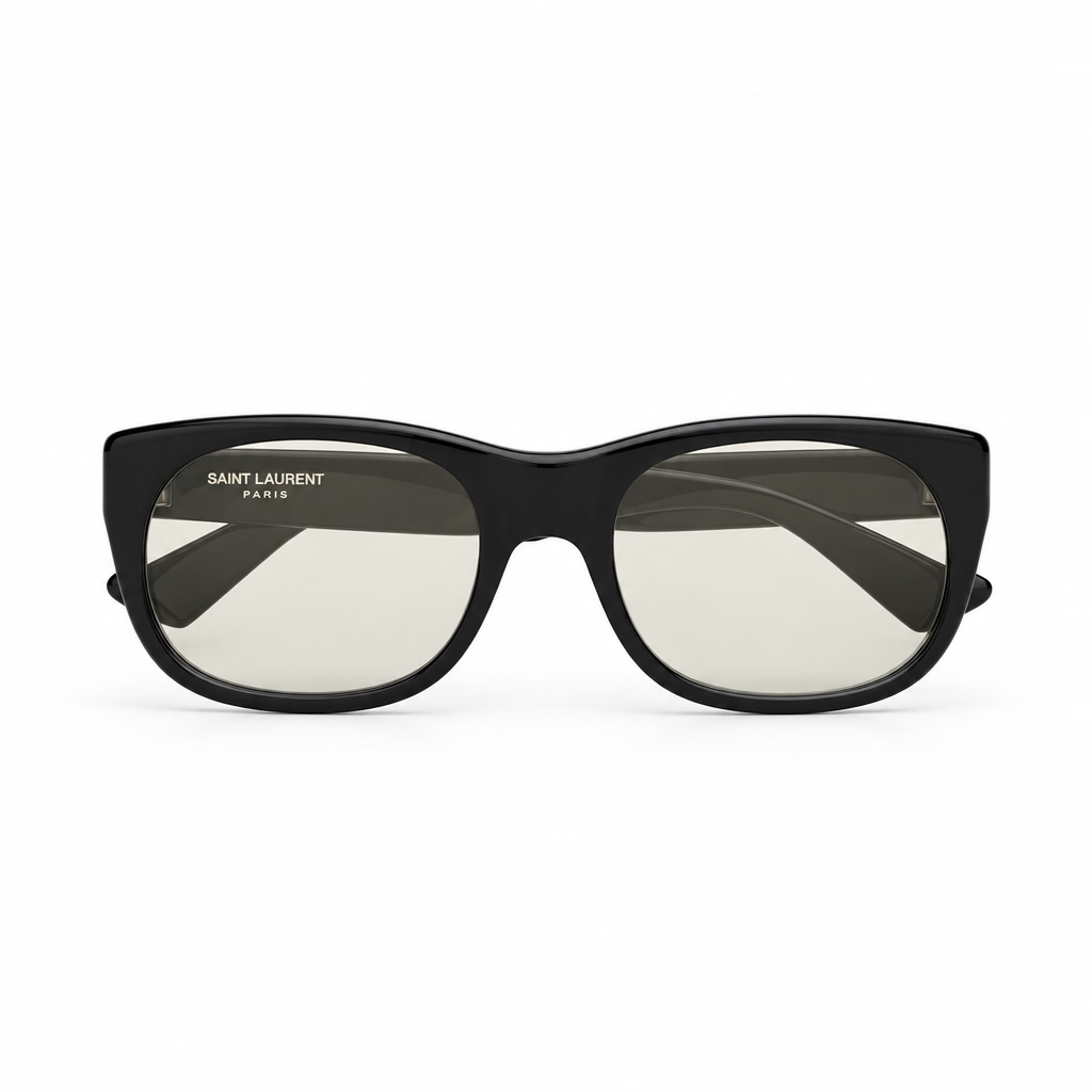 Saint Laurent Women SL 815 Romy Squared Oval Black / Light Yellow Sunglasses