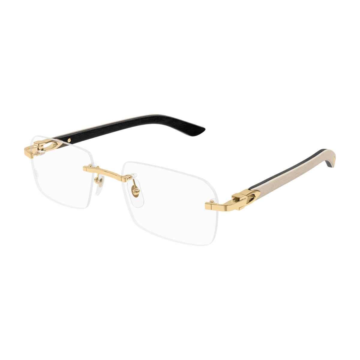 Cartier C Décor Men Rimless Natural Wood Temples Transparent Glasses